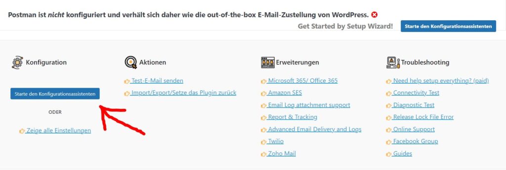 Post SMTP Plugin installieren - Schritt 2