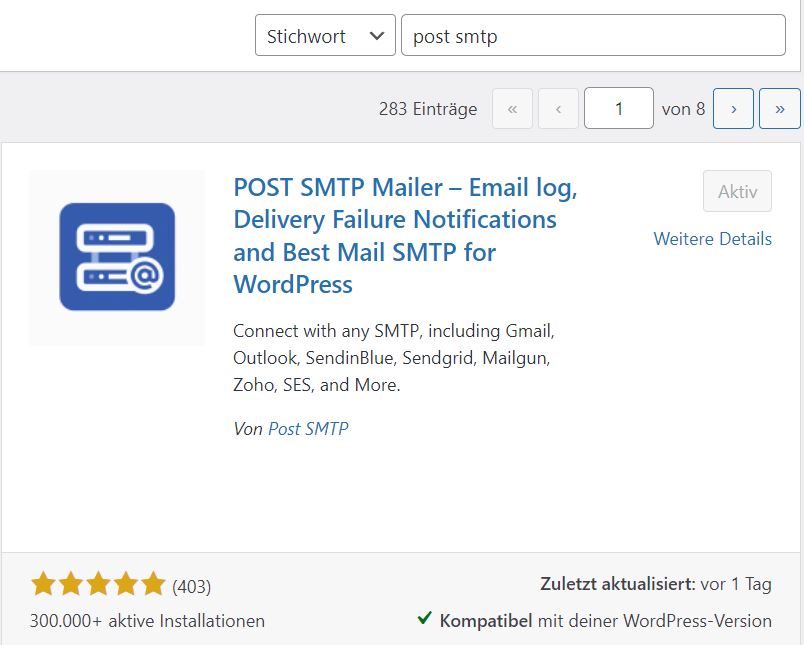 Post SMTP WordPress Plugin installieren