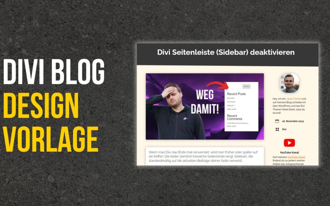 Divi Blog Artikel Design Vorlage mit dem Divi Theme Builder