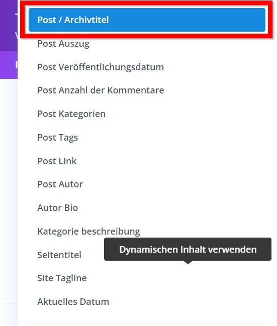 Divi Blogartikel Überschrift dynamisch laden