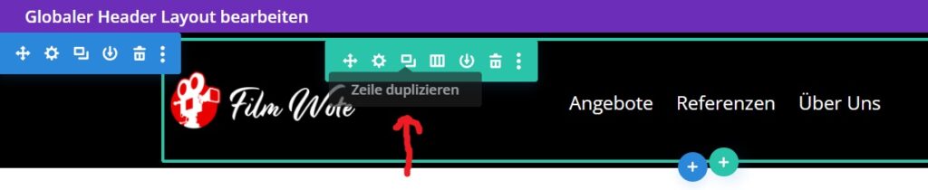 Divi Header Zeile duplizieren