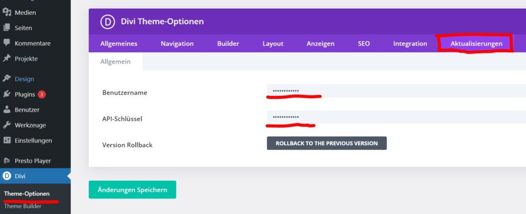 Divi Updates erhalten