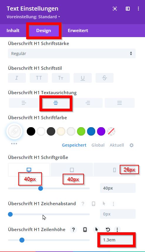 Divi Überschrift gestalten