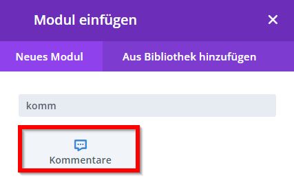 Kommentare in Divi Blog Artikel Vorlage einfügen