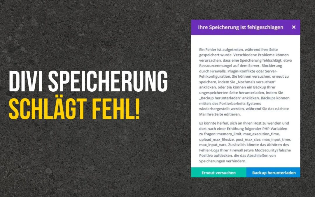 Divi Fehler: Ihre Speicherung ist fehlgeschlagen beheben