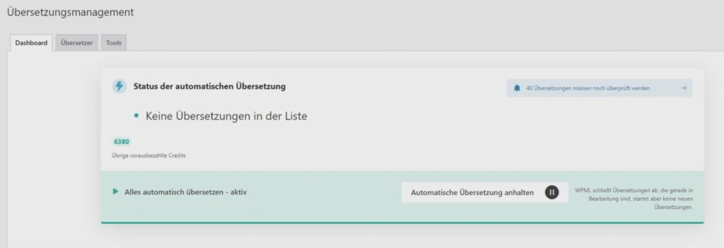 Automatische Übersetzung von WPML abgeschlossen