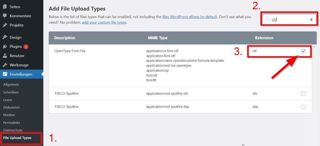 Eigene Schriftarten und individuelle Dateitypen in WordPress hochladen mit Hilfe eines Plugins