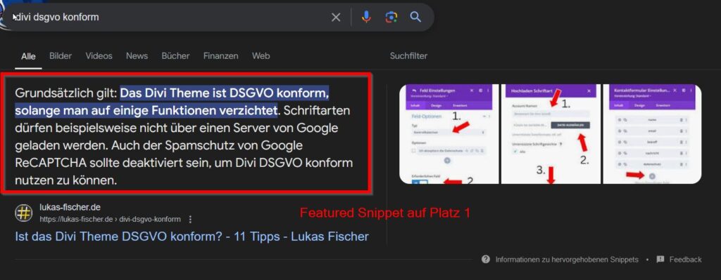 Featured Snippet Beispiel Lukas Fischer