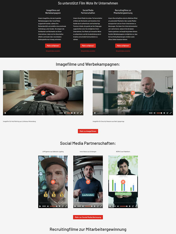 Referenz Screenshot Webseite - Film Wote