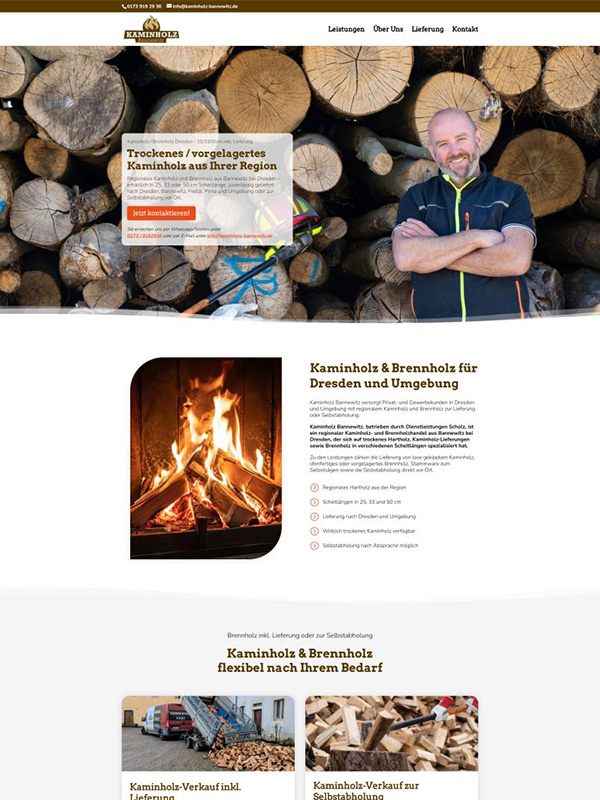 Referenz Screenshot Webseite - Kaminholz Bannewitz