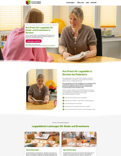 Referenz Screenshot Webseite - Logopädie Wübbeke