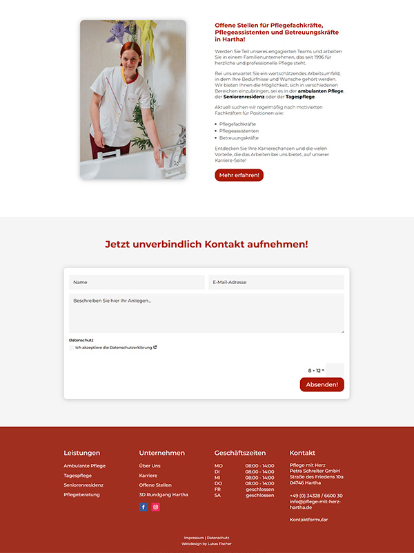 Referenz Screenshot Webseite - Pflege mit Herz