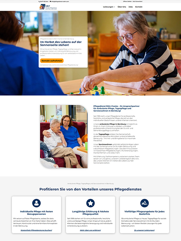 Referenz Screenshot Webseite - Pflegedienst Röhr