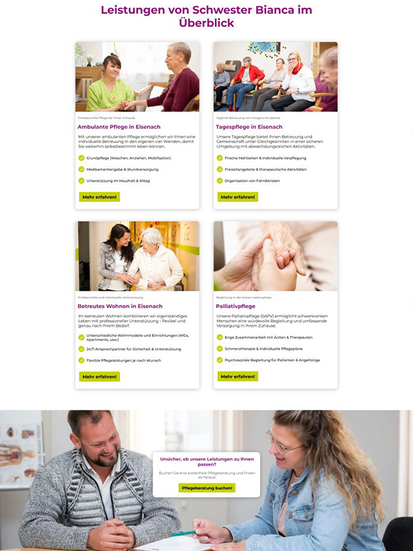 Referenz Screenshot Webseite - Schwester Bianca