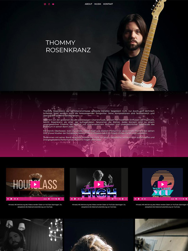 Referenz Screenshot Webseite - Thommy Rosenkranz