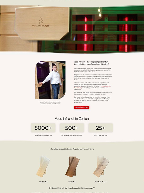 Referenz Screenshot Webseite - Voss Infrarot