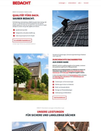 Referenz Screenshot Webseite - Bedacht Dachdecker