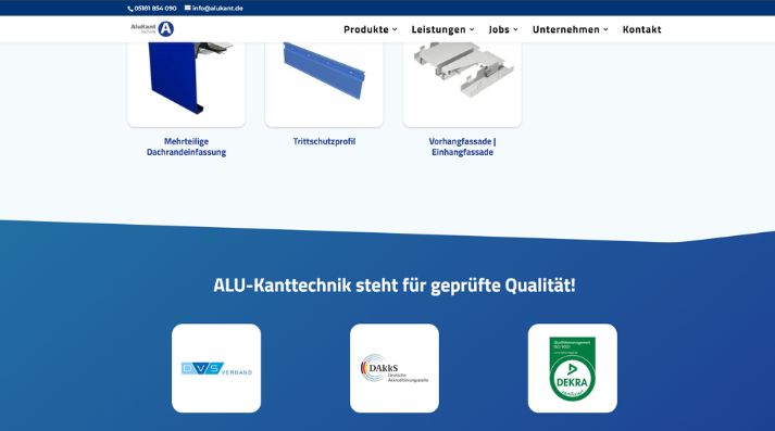 Webdesign für Metallbauer und Metallverarbeitung 2 Webseite Alukant
